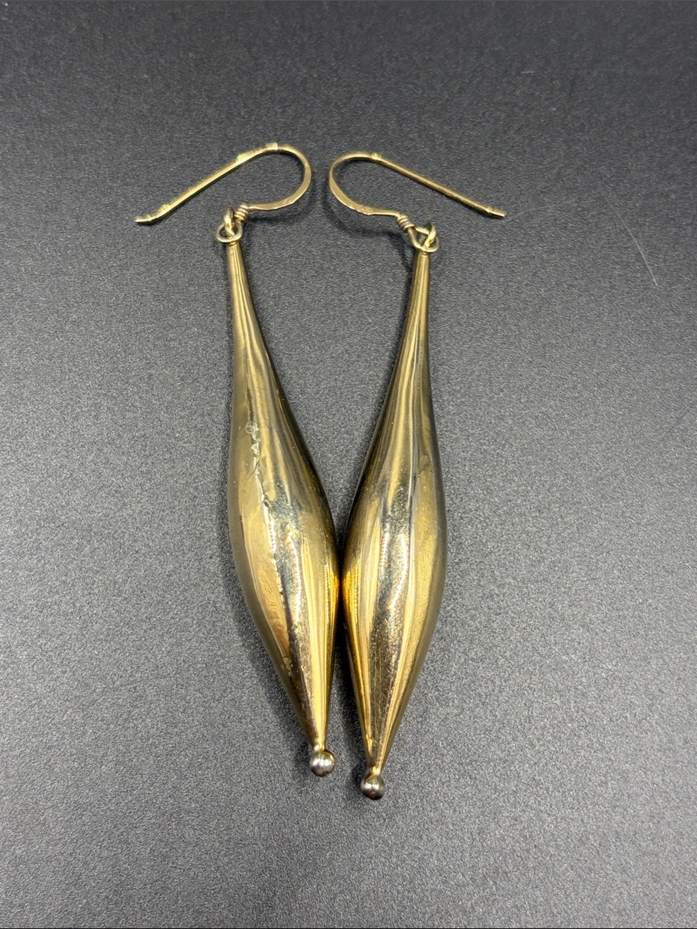 Mid Century Modern MCM Vintage Conical Sterling Silver Backed Drop Earrings